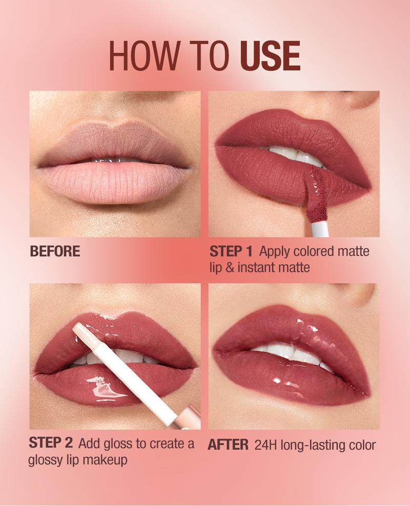 Product Introduction of O.TWO.O 2 In 1 Lipgloss Matte & Gloss Long Lasting Kiss-Proof Lip Makeup 33