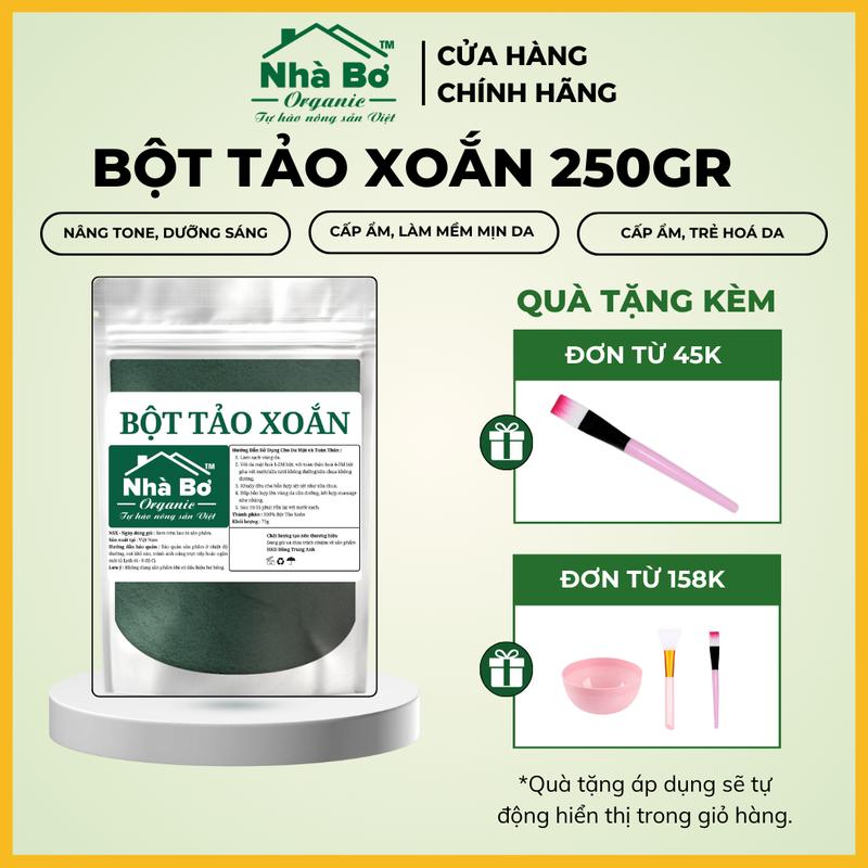 Bột Tảo Xoắn Nhà Bơ Organic 75Gr và 250Gr - Dưỡng Da Mặt, Cung Cấp Độ Ẩm Cho Da