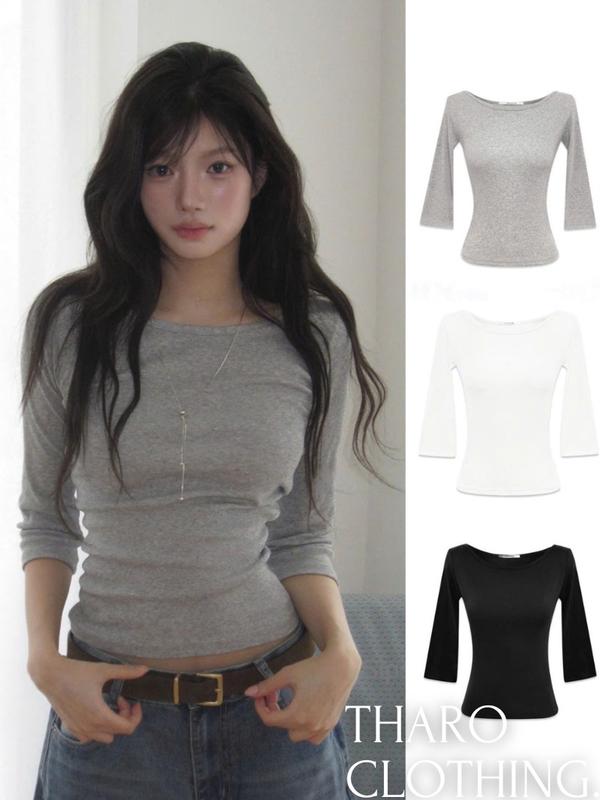 Áo Thun Nữ Cổ Thuyền Tay Lỡ Dáng Loe - Tharo Clothing