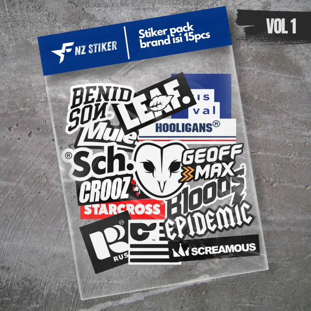 STIKER LOGO BRAND LOKAL ISI 15pcs - ANTI AIR, STICKER HELM, LAPTOP, CASE HP, VOL 1