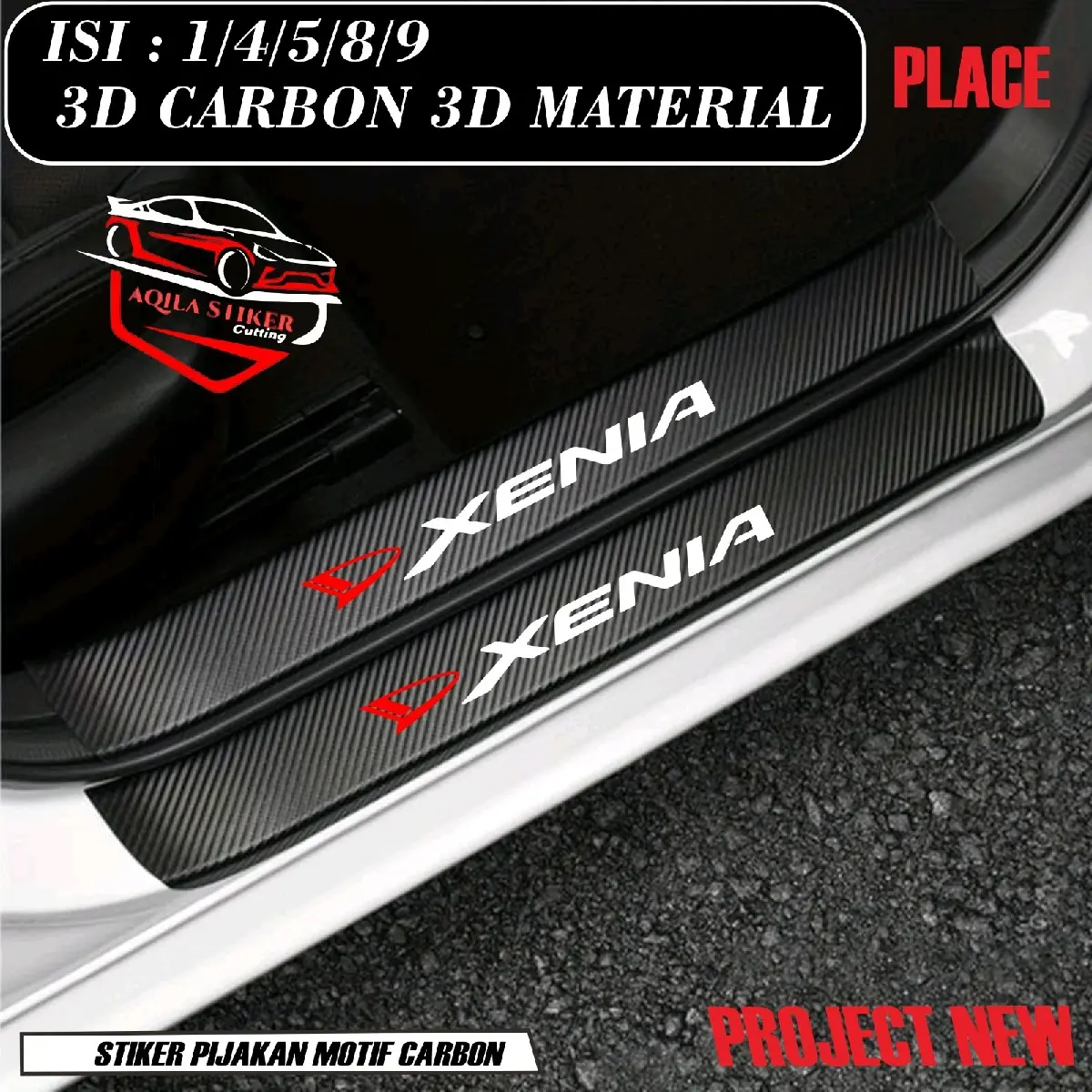 Stiker Xenia Door Sill Plate Stiker Pelindung Pijakan Kaki Lantai Mobil Stiker Aksesoris Bahan Carbon 3D Anti Gores