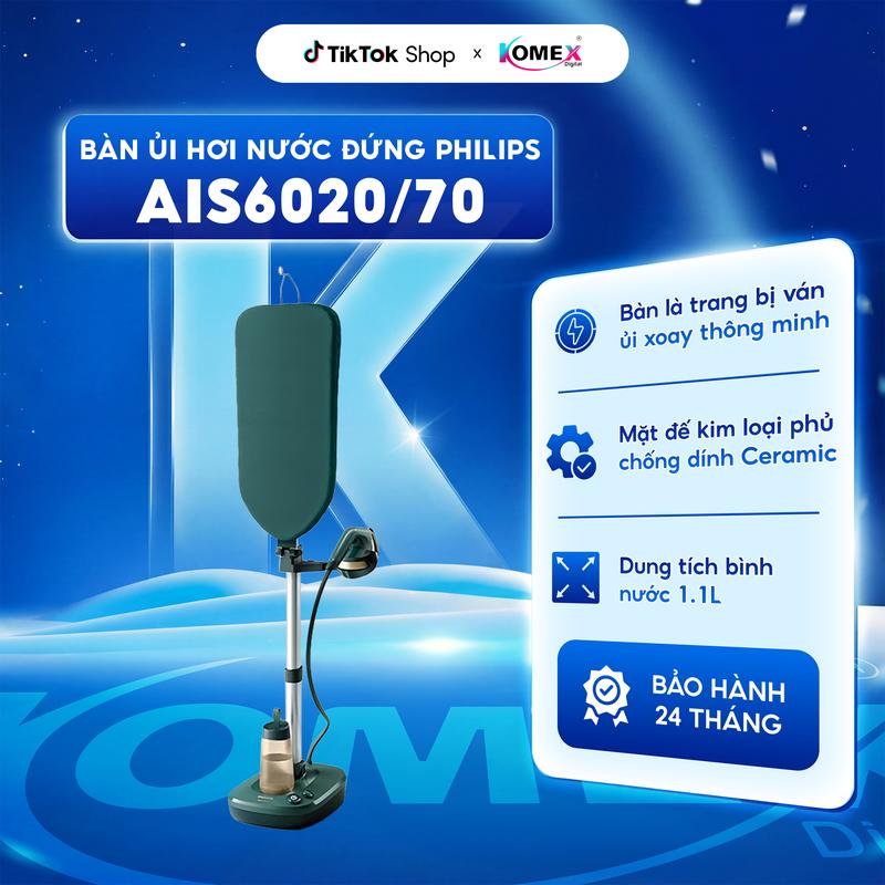 Bàn ủi hơi nước đứng Philips AIS6020/70 Công suất 1800W Dung tích bình nước 1100ml Hơi phun liên tục 45g/phút