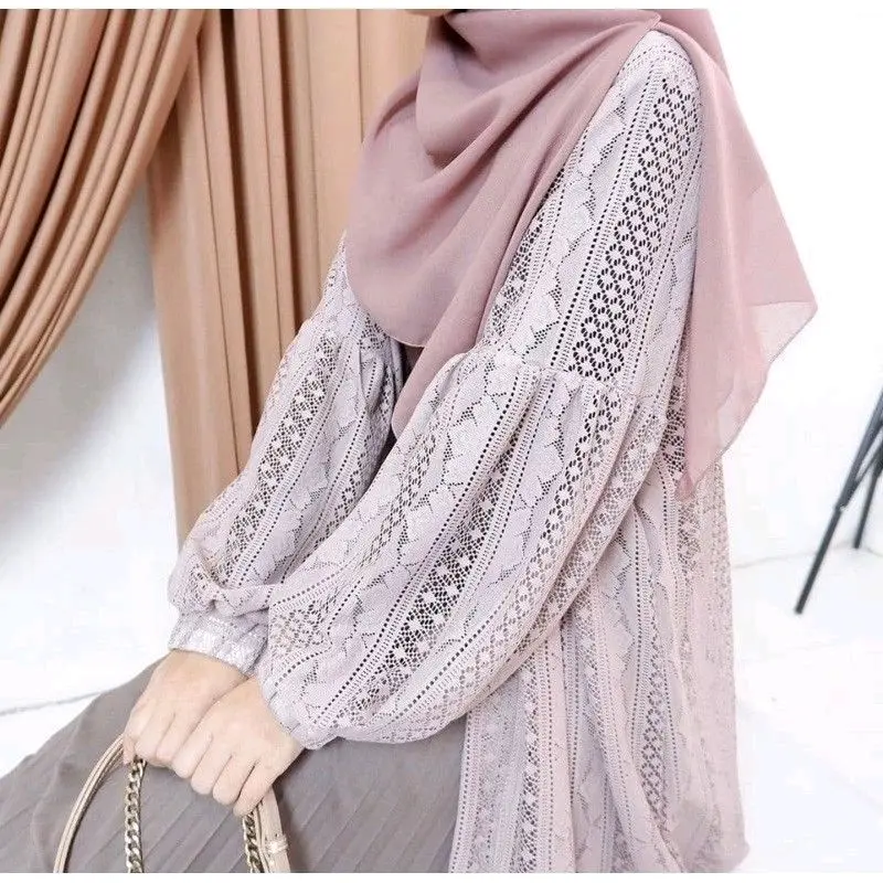 CARDIGAN BURKAT TERBARU / KARDIGAN BURKAT LENGAN BALON / OUTER BRUKAT PREMIUM ATASAN Wanita / BISA COD