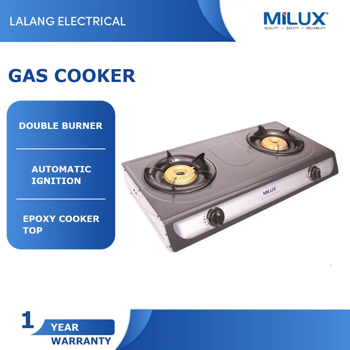 Milux Double Burner Gas Cooker YS-3030 YS3030 Dapur Gas