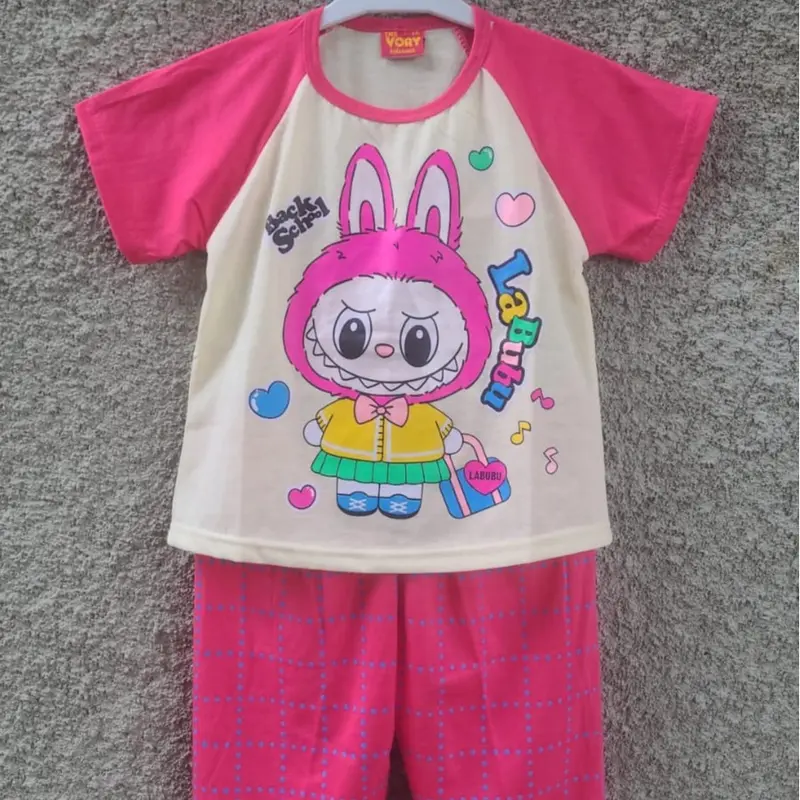 SETELAN ANAK CEWEK GAMBAR TERBARU set labubu 3