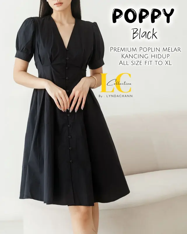 GIES - Dress Bumil Busui Wanita Poppy Button Santai V-Neck Elegan - Kancing, Casual 2