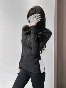 Chaqueta con lunares flokéados, blazer deportivo de manga larga con cuello pequeño, de secado rápido y transpirable, apto para deportes y yoga