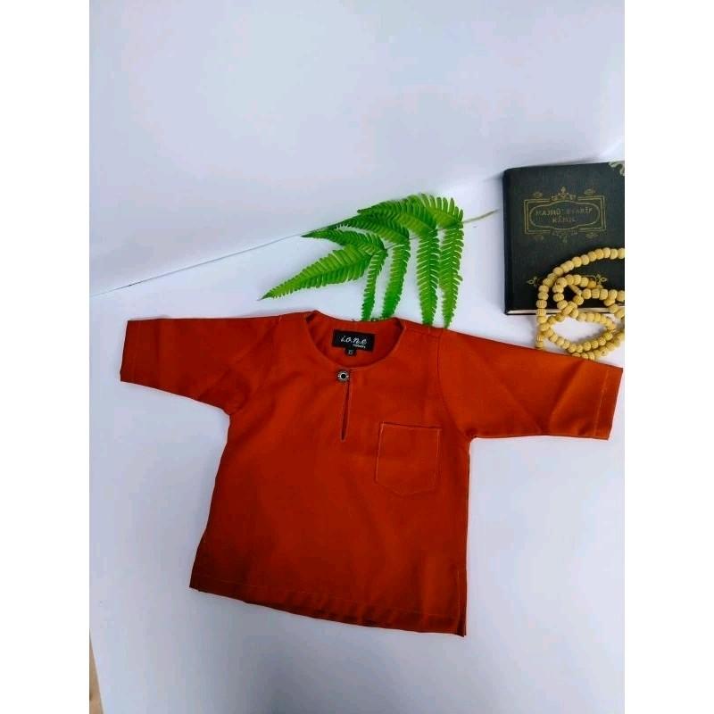 baju koko atasan anak bayi laki laki usia 1-6 tahun Abu Hijau Putih Hitam Merah Katun Toyobo Nyaman Kerah Muslim 6