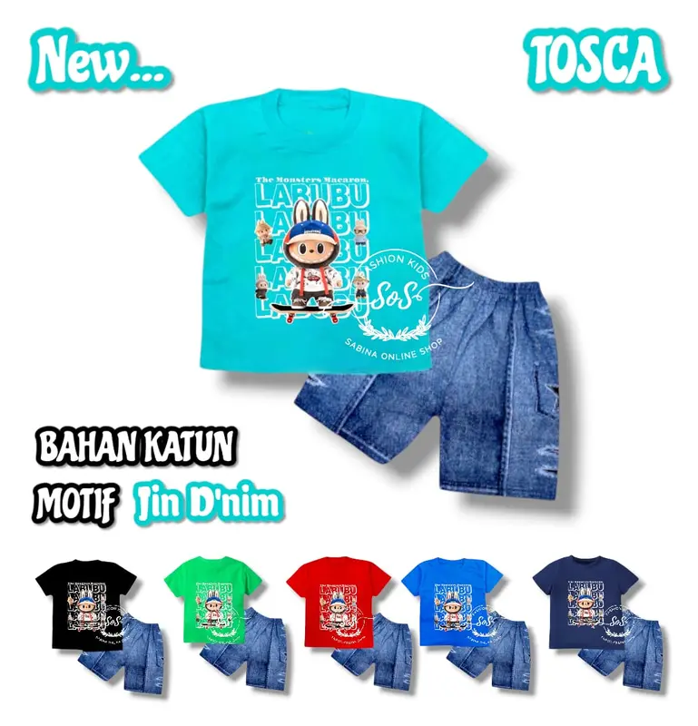 Setelan Baju Kaos motif gambar boneka LABU / bubu the monster viral Terbaru Untuk Usia 1-10 Tahun - Katun, Parsel Katun Parsel Sarung Bayi Cowok Laki-Laki 3