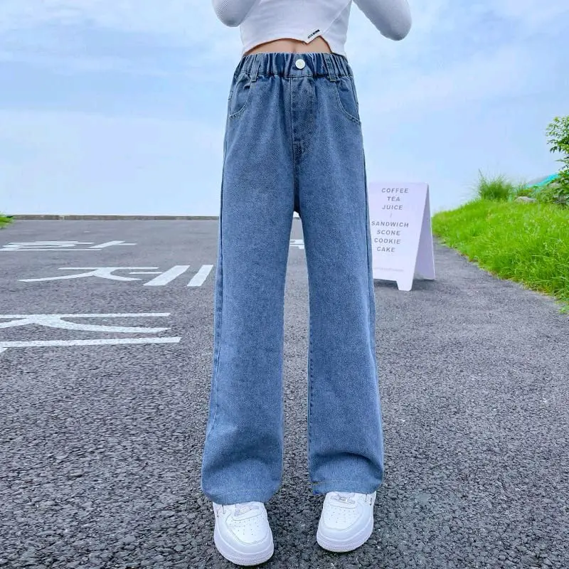Celana Jeans Kids Denim Palazzo Fashion Kulot Anak Perempuan Remaja Cargo Usia 7-13 Tahun 2