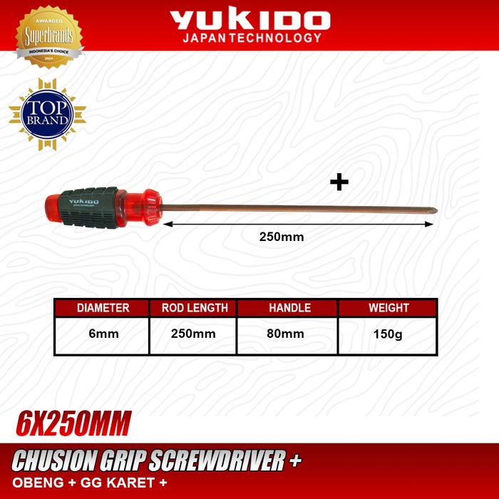 Gambar YUKIDO OBENG GAGANG KARET 10INC PLUS(+)  / CHUSION GRIP SCREWDRIVER AB346-010B dari PT. YUKIDO POWER TEKNIK Kab. Tangerang Tokopedia