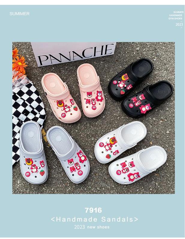 Product Introduction of Shoes Women's Slippers Popular Personalized Thick-Soled Slippers Men's Outerwear 2023 New Baotou Sandals Sandals Beach Shitting Feeling Men's Sandals Slippers 1