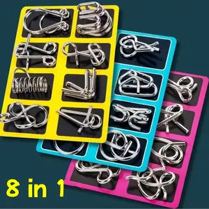 【COD】Unlock Puzzle Stainless puzzle Mainan edukasi anak mainan sulap melatih motorik anak terkunci 8 in 1 Permainan Games
