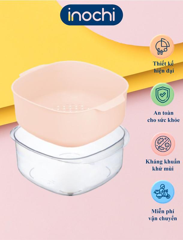 [INOCHI] Bộ thau kèm rổ vuông Inochi size 23cm & 27cm, thiết kế bền đẹp an toàn