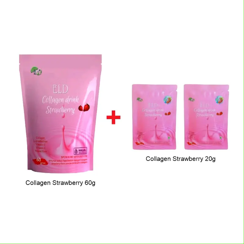 ELD Collagen Drink Strawberry Memutihkan dan Mencerahkan Kulit [60 Gram] minuman pemutih suplemen kulit 5
