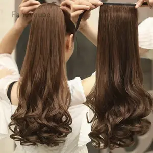 Jepit Rambut Poni Keriting Panjangl Ekstensi Rambut Sintetis untuk Wanita 35cmPonytai Keriting Panjang vepit,Ekstensi Rambut Sintetis Wanita