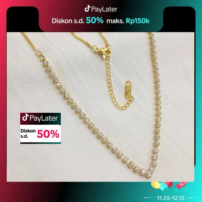 Clue Xuping - Aksesoris Kalung Wanita Setengah Permata Stainless  N05092224 Perhiasan Silver Titanium 0