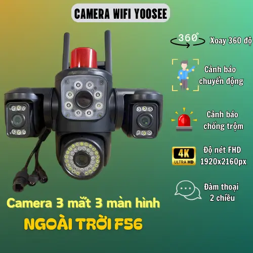 Camera Yoosee Wifi Ngoài Trời 4 Mắt 3 Hình Xoay 360 Độ Đàm Thoại 2 Chiều Xem Đêm Có Màu - Bảo Hành 12 Tháng