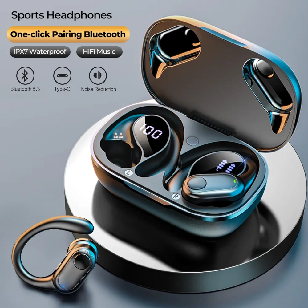 Tai ngheBluetooth , tai nghe thể thao không dây đích thực 5.3, tai nghe chống nước, TWS , giảm tiếng ồn với micrô, tai nghe HIFI