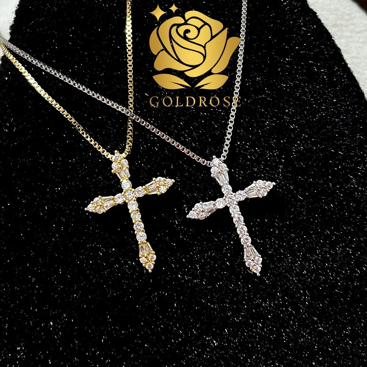 Kalung Salib Titanium Lapis Emas 18k ANTI KARAT Kalung Replika Berlian kalung