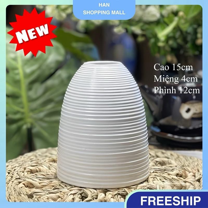 Bình nhựa giả gốm phong cách Bắc Âu nhựa bền đẹp đựng hoa trang trí Tết