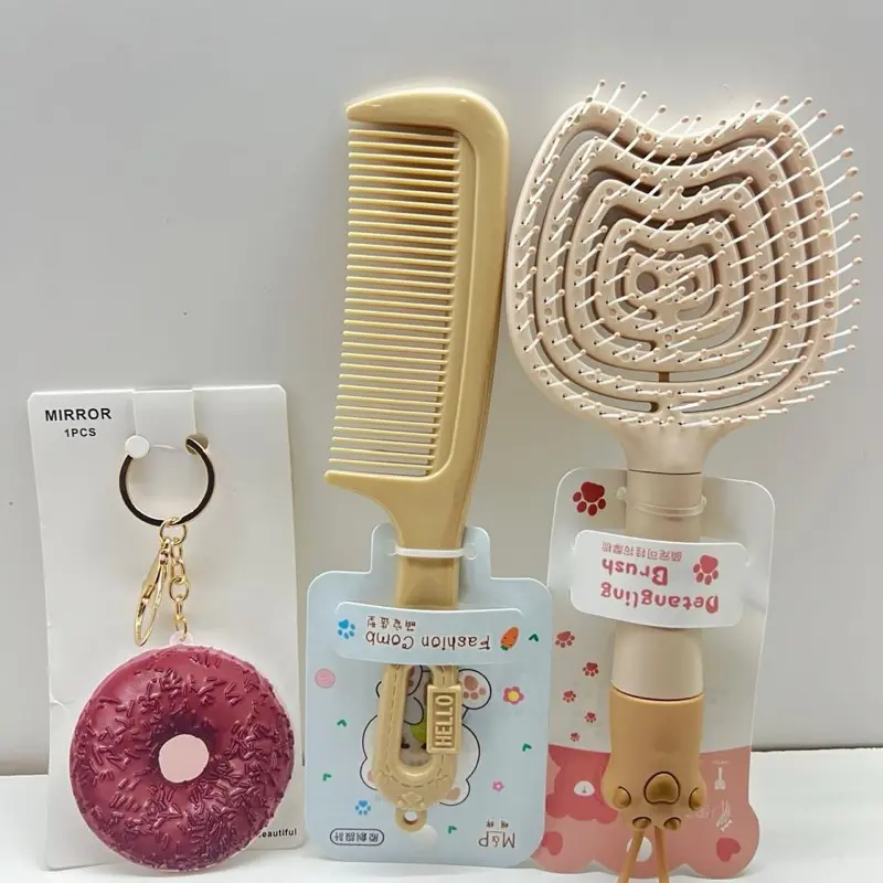 MCC-5 Combo kecantikan (Sisir brush, sisir comb, cermin on the go)