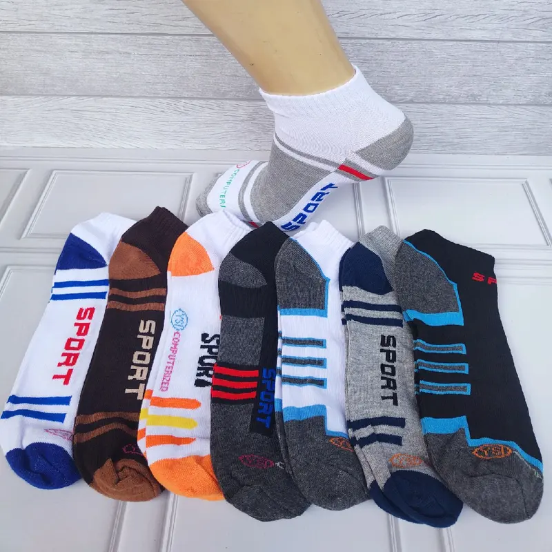 (New Sport) Paket 12 Pasang Kaos Kaki Pendek Pria Wanita Dewasa Remaja Motif Sport Semata Katun Tebal 0