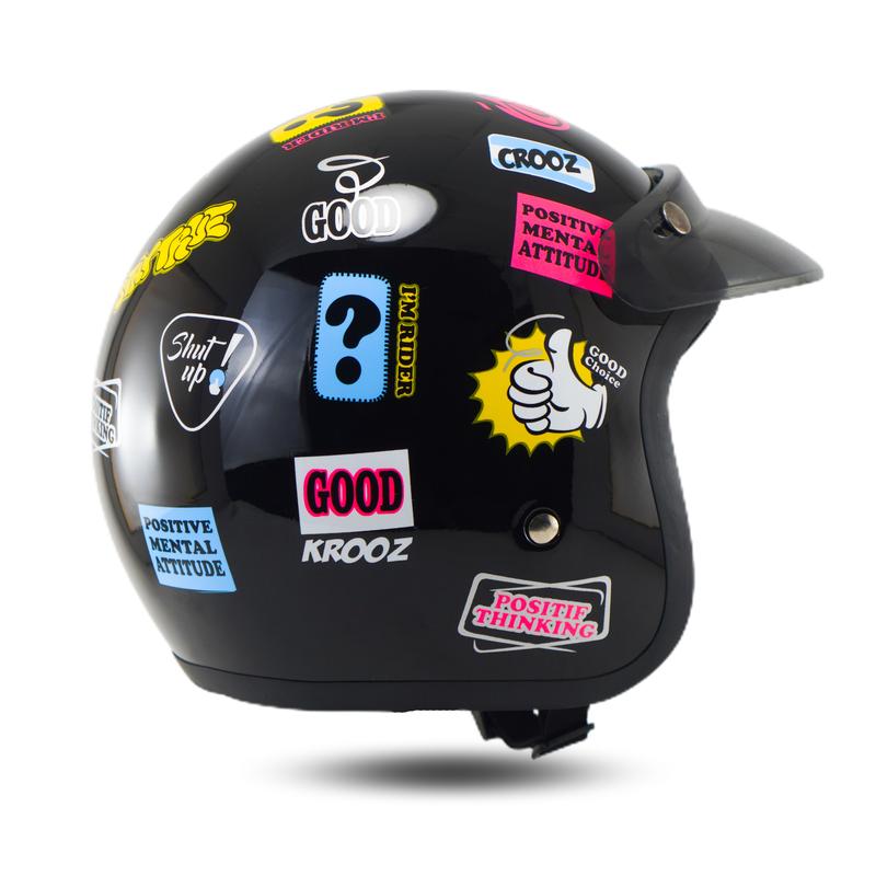 Rsix Helm Retro Bogo Wanita Pria SNI Terbaru Motif Grafity Helmet Kaca Motorcycle 5