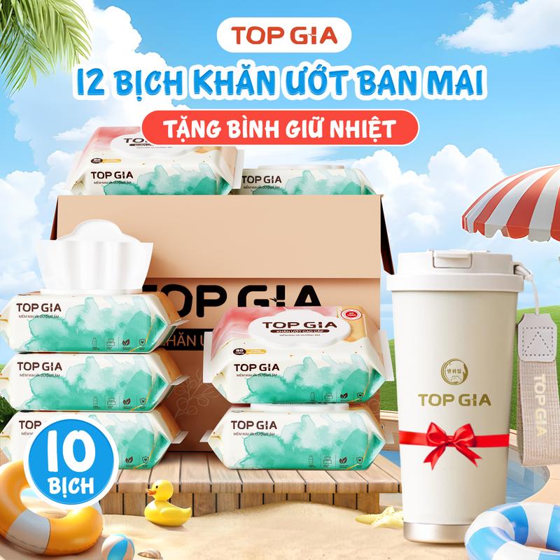   DEAL LIVE TẶNG CỐC GIỮ NHIỆT  Mua 12 bịch Khăn ướt 80 tờ cao cấp TOPGIA TẶNG 1 Cốc giữ nhiệt Topgia 500ml kích thước 14x18cm mềm mại Khăn giấy ướt không mùi an toàn  mọi làn da cho mẹ và Bé giấy ăn khăn lau  KU  