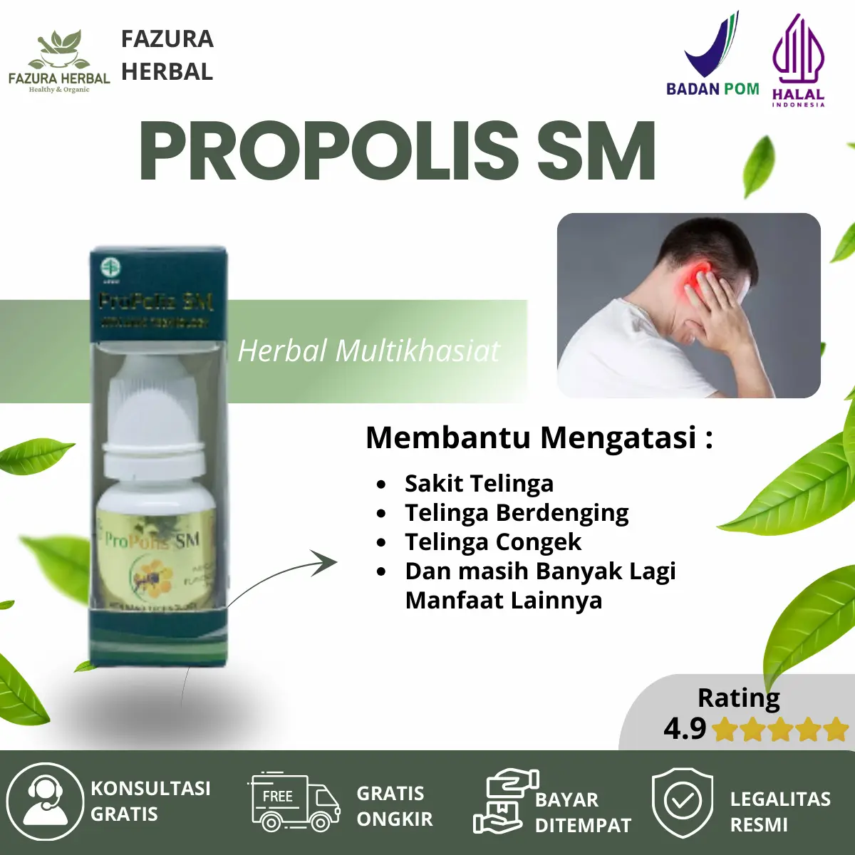 Herbal Propolis SM Untuk Sakit Telinga Atasi Telinga Berdenging Telinga Congek Ear Kuping