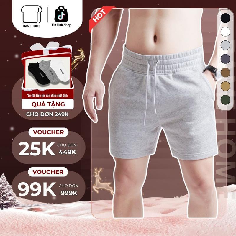  Quần short nam BAMIHOME chất vải nỉ chân cua cao cấp lưng bản rộng thoáng mát năng động QN08 