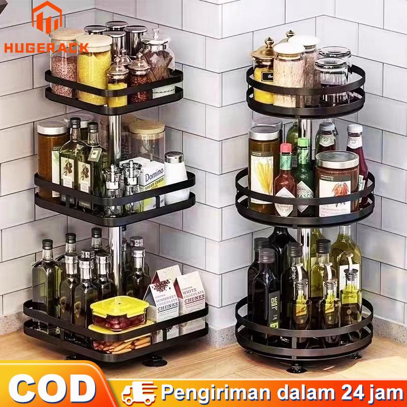 Rak Bumbu Putar Berputar 360 Derajat Rak Dapur Serbaguna Stainless Rotate Kitchen Spice Rack Organizer Rak Bumbu Dapur 3 Susun 0