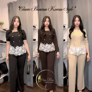 HR - Clarae Premium Korean Style| One Set Celana | Soft Knit Premium | setelan wanita Nyaman