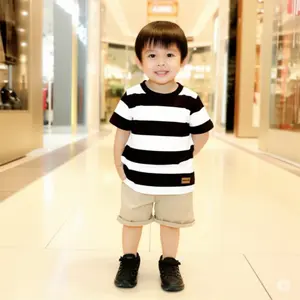 Fashion Anak Laki Laki Terbaru Setelan Baju Kaos Salur Terlaris Ukuran 0-6 Tahun dengan Desain Trendy dan Nyaman