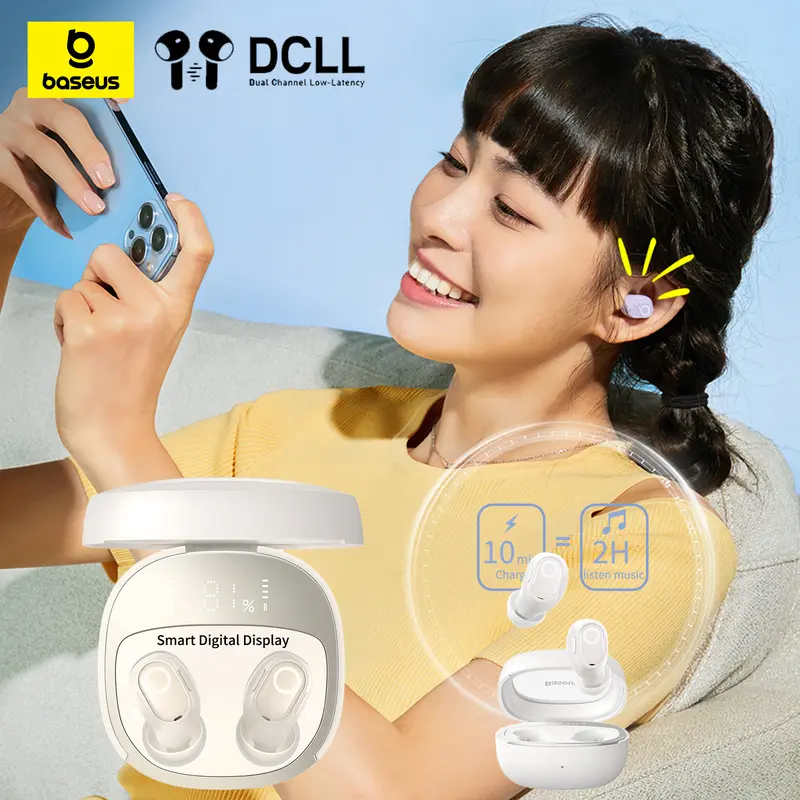 [BEST SELLER] Baseus WM02 / WM02+ Headset Bluetooth TWS Wireless Earphone Bluetooth Mini Earbuds Handsfree Headphones Telepon 3