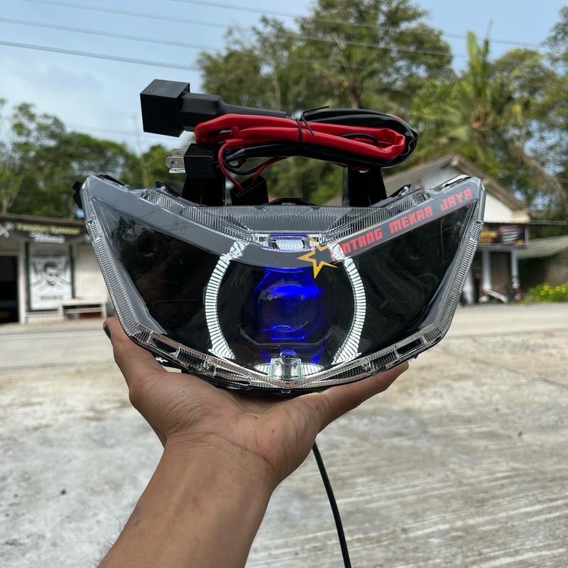 Reflektor lampu depan BEAT DELUXE BILED GEN 1 2020-2023 MATRIX X1 ukuran 4,5 inc Motorcycle Foto 0