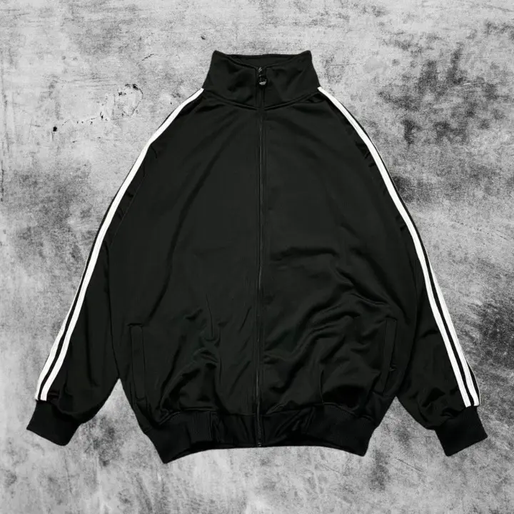 Jaket Tracktop Polos Casual Pria Wanita - Traktop polos hitam full warna