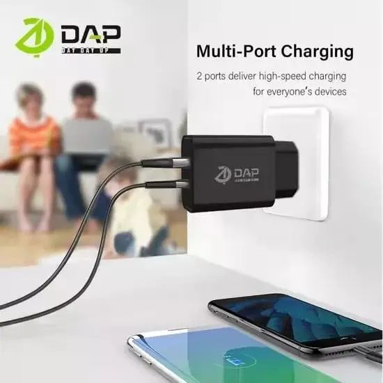 DAP Fast Charging 2 Port USB Charger 2.4 A Garansi D-A4N 1PCS Kabel 4