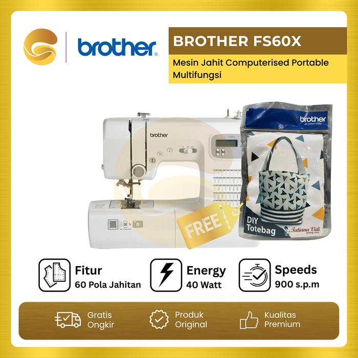 Gambar BROTHER Mesin Jahit FS60X Computerised Portable Multifungsi FS-60X dari ATI OFFICIAL STORE Kota Surabaya Tokopedia