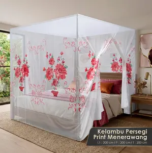 Kelambu Tidur Persegi Print Jumbo Jaring Rapat Menerawang L200xP200xT200