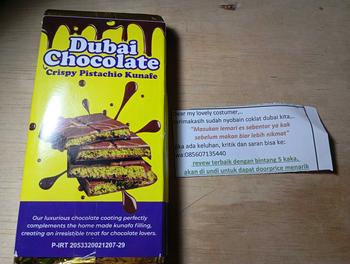 Product Review of CHOCOLATE DUBAI CRISPI KUNAFE HOME MADE COKLAT DUBAI SIZE BESAR 230gr Cokelat Snacks from I**n 1
