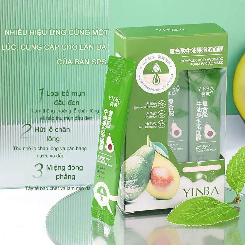 Mặt Nạ Bọt Bơ Axit Tổng Hợp, YINBA, Mặt Nạ Bọt Cà Rốt Axit Phức Hợp, Kiểm Soát Dầu, Loại Bỏ Mụn Đầu Đen, Làm Sạch Lỗ Chân Lông, Mặt Nạ Chăm Sóc Da Thanh Lọc Da, HUNMUI 1