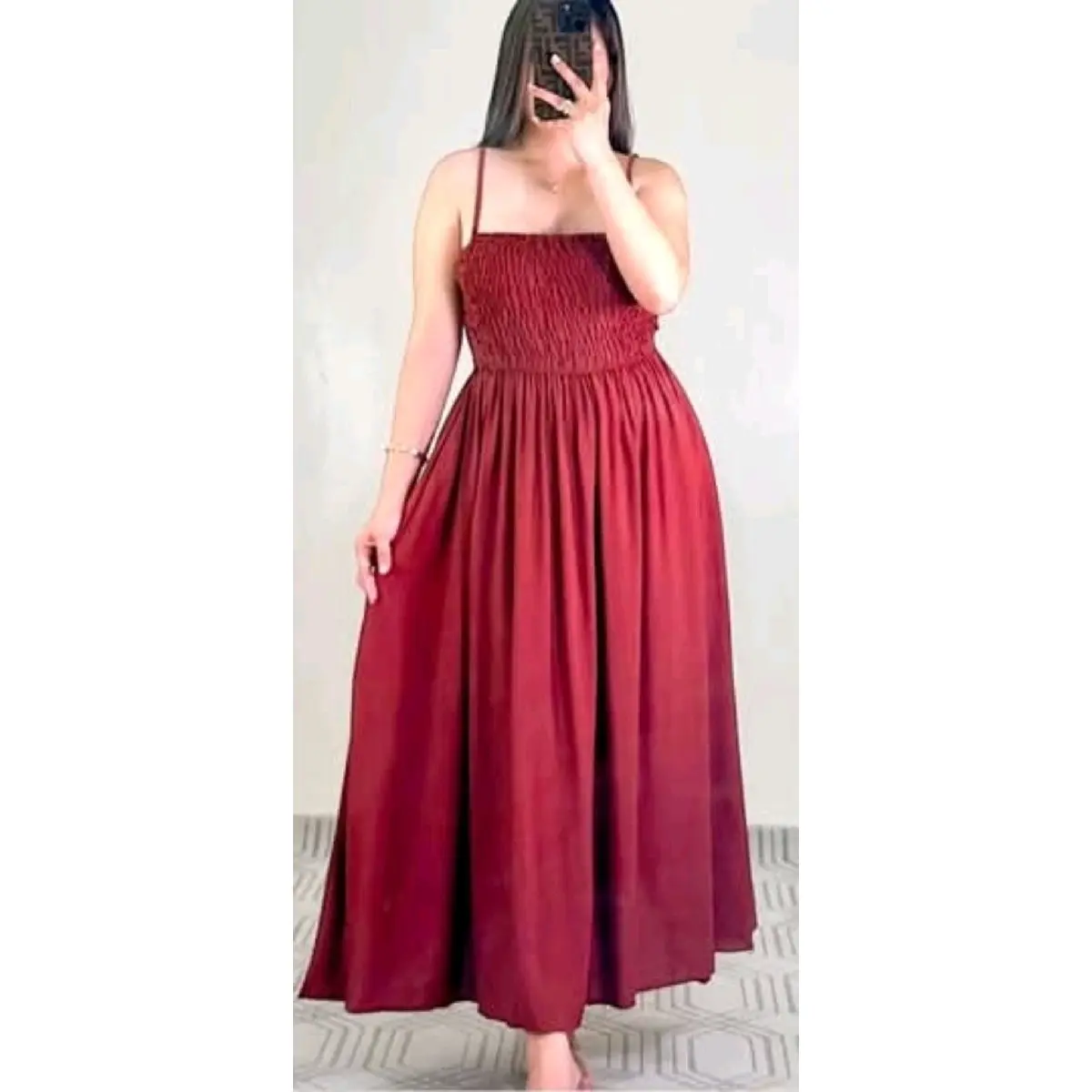 ALEX  MAXI DRESS- for Women  Challis & Soft linenFabric with Pockets - SMOCKING design
