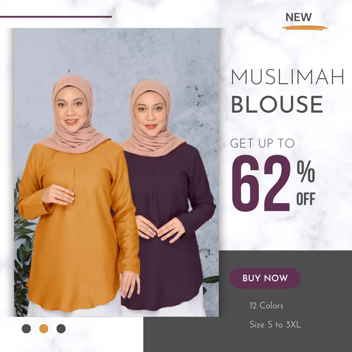NEW ARRIVAL MUSLIMAH SIMPLE BLOUSE HOT SELLING !!!!1