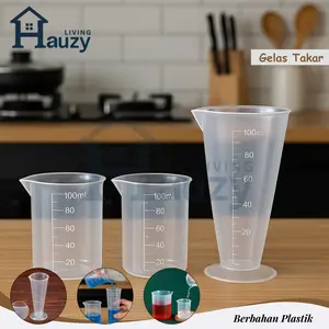 Hauzy - Gelas Ukur Plastik 100ml Tahan Panas, Skala Jelas, Cocok untuk Dapur & Laboratorium/Gelas Ukur Mini – BPA Free, Praktis & Ekonomis untuk Takaran Cairan