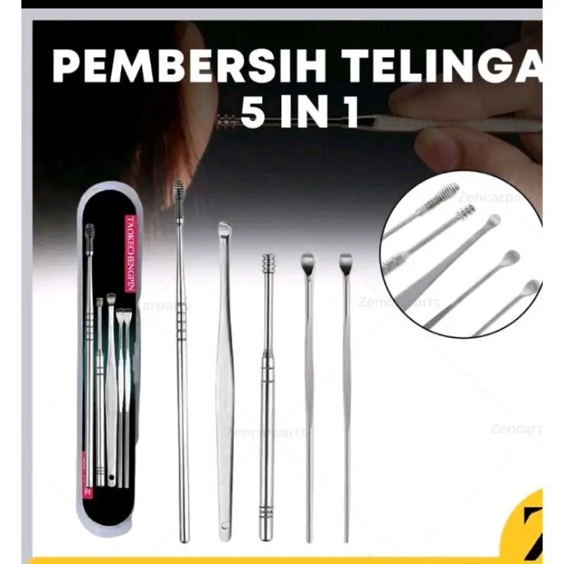 ALAT PEMBERSIH TELINGA STAINLIS STILL 5IN1. Korek Kuping Box Ear