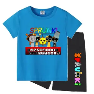 Stelan Baju Kaos Motif Gambar SPRUNKI 05 Oblong Santai Anak Laki Laki Perempuan Atasan Lengan Pendek  Usia 1-12 tahun Kids Anak-Anak