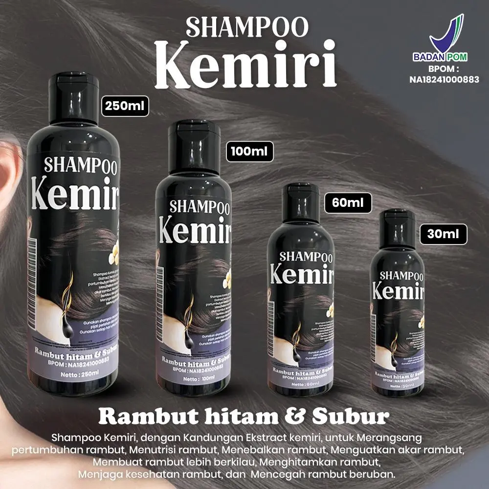 (Bpom) Shampoo Kemiri Shampo Pemanjang Rambut 30ml  Menebalkan dan Menghitamkan Rambut Anti Ketombe Kemiri Bakar Hitam Shampo