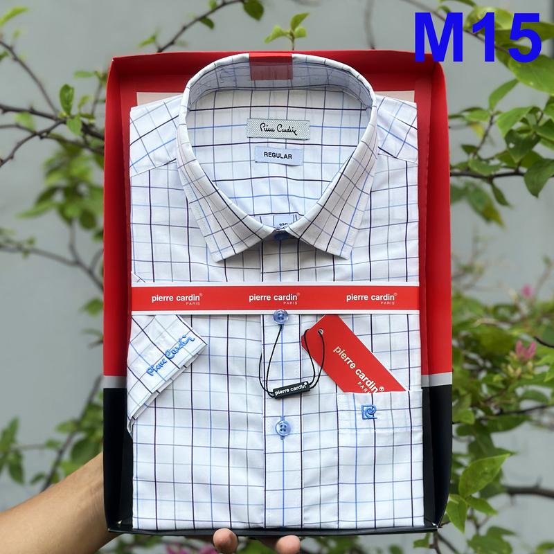 Áo Sơ Mi Pierre Cardin, Áo Sơ Mi Nam Ngắn Tay Vạt Ngang Vải Cotton Cao Cấp Chống Nhăn Mẫu Mới 2025