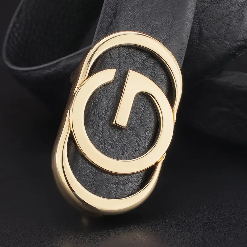 Thắt Lưng Khóa Trượt Chữ G, Bán Chạy, Chất Lượng Cao, Nhà Thiết Kế, Rộng 3,3cm, Dành Cho Nam, Làm Bằng Da Thật, Thời Trang, Thích Hợp Cho Nam Thanh Niên